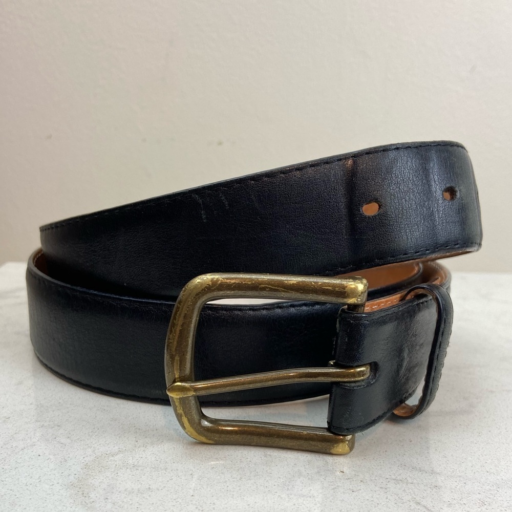 Tecovas Genuine Calfskin Leather Belt – Black w/ Brass Buckle – Size 40